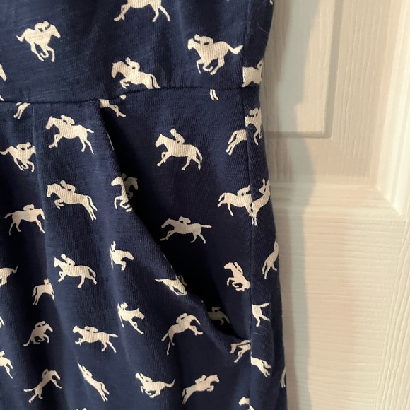 Boden Phoebe Jersey Navy 100% Cotton Casual Dress Equestrian Print Sz 10P - Picture 8 of 9
